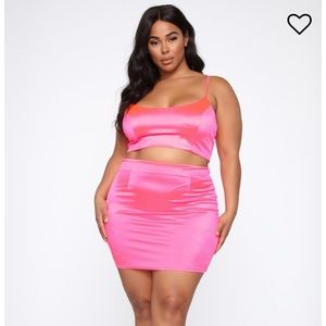 Plus Size Neon Pink Skirt Set